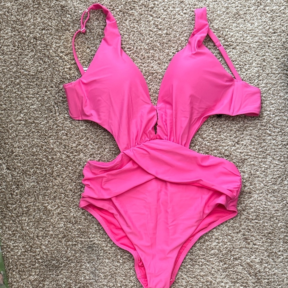 Vibrant Pink Cutout Swimsuit
